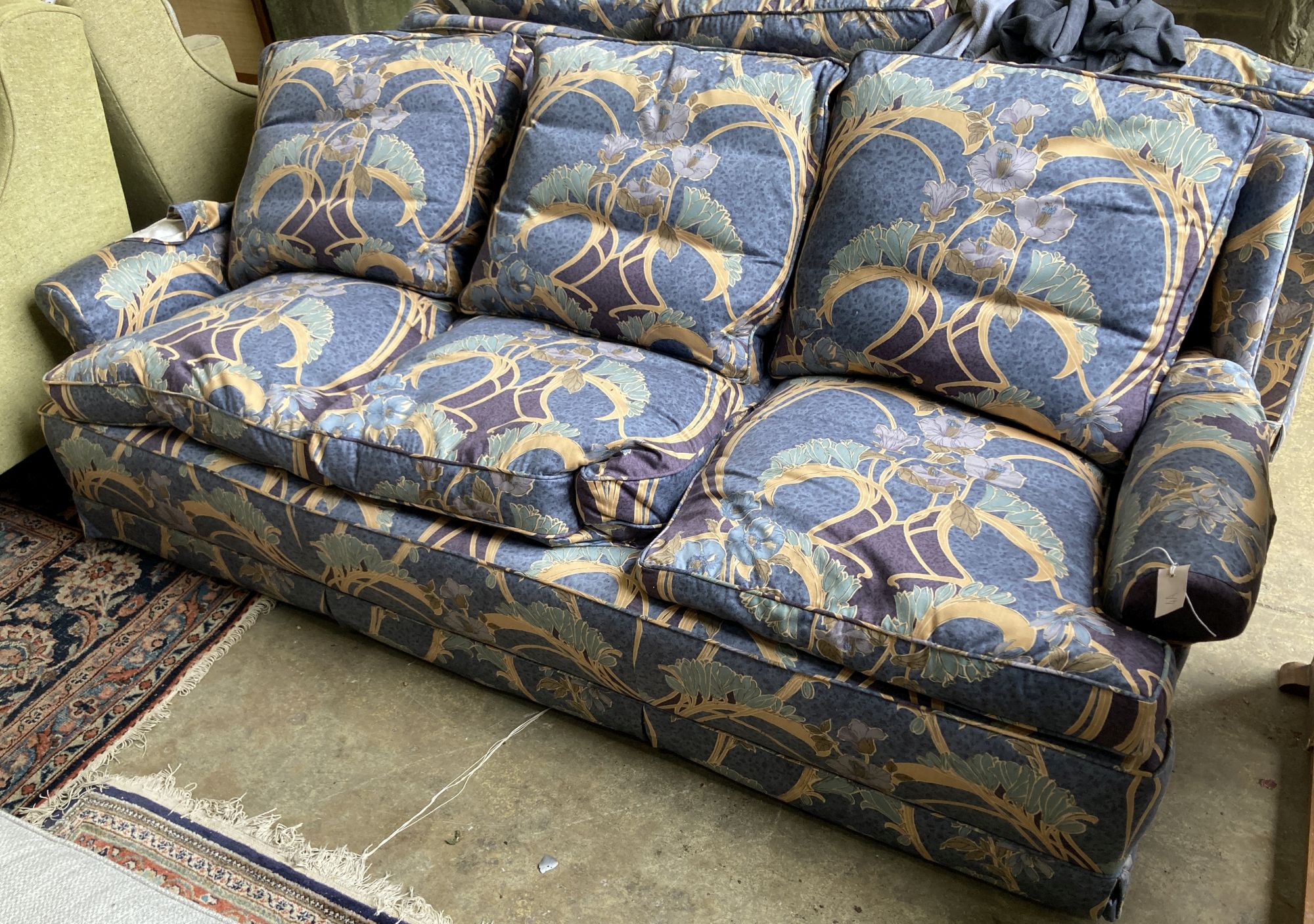 A John Lewis three seater settee (£2500 new), length 210cm, depth 90cm, height 74cm